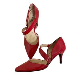 LifeStride soft system Suki cherry red strapy pointed toe pumps heels size 6.5